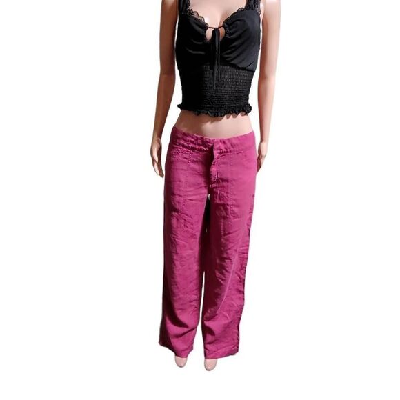 Pulp Linen mid rise fuchsia women trousers M - Picture 4 of 7
